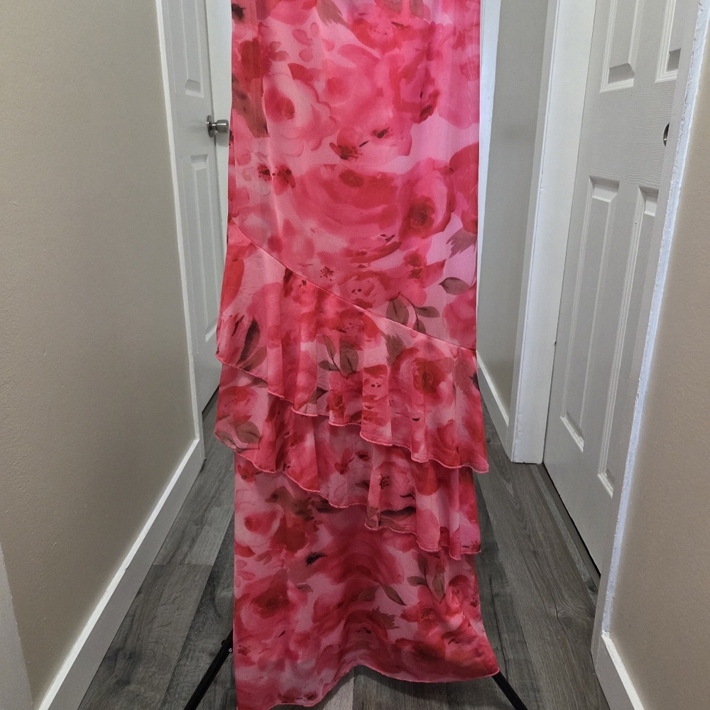 Pink Floral Cowl Neck Maxi Dress - Picture 5 of 8